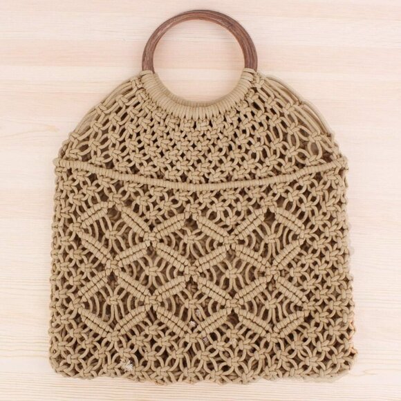 Handmade Cotton Rope Straw Bag Woven Shoulder Bag for Women Casual Travel - Picture 3 of 5